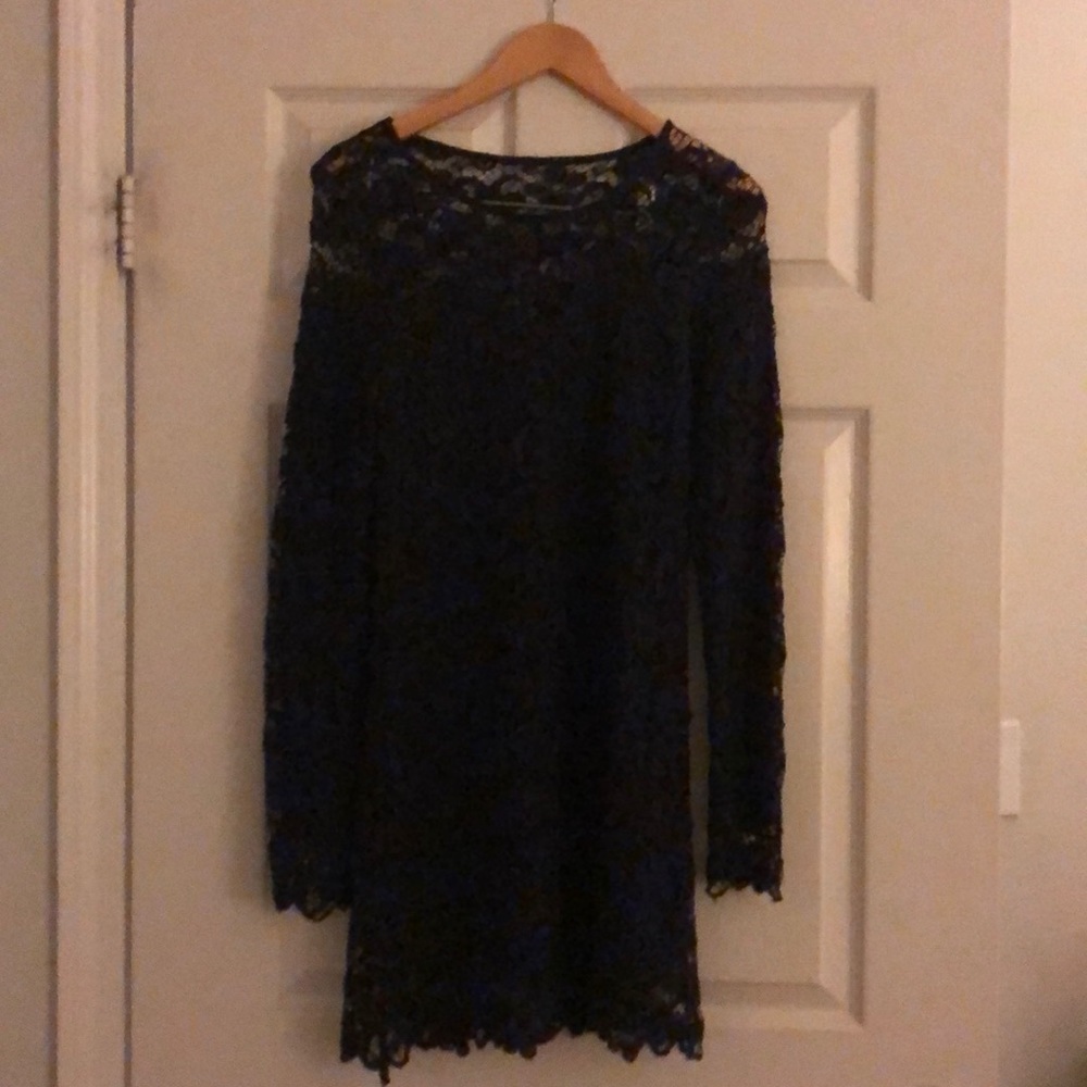 Nightcap Navy Blue Lace Mini Dress
